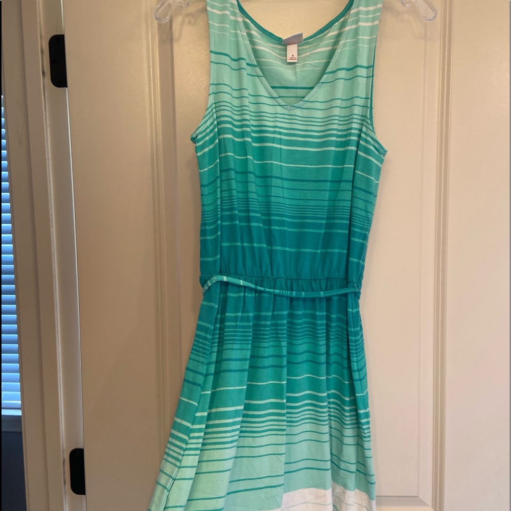 Merona teal dress with white stripes